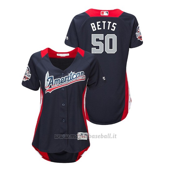Maglia Baseball Donna All Star Game Majestic Mookie Betts 2018 1ªRun Derby American League Blu